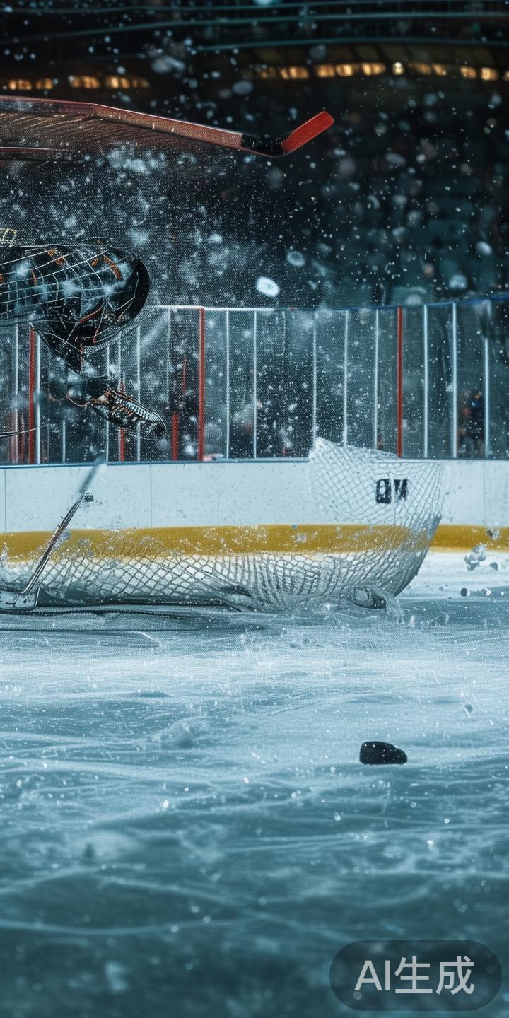 在冰霜覆盖的赛场上，冰球以其高速激烈的对抗和技巧多